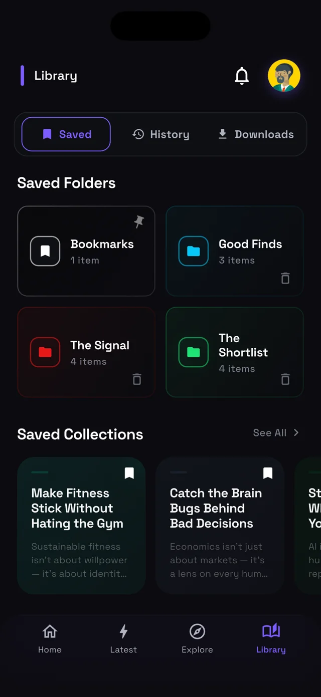 RIFFL app, Library screen